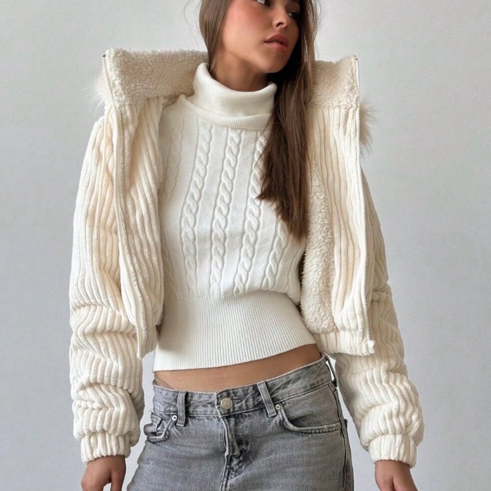 Corduroy Cropped Puffer Jacket